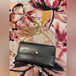 *Sold* LV wallet on chain black bag, monogram embossed